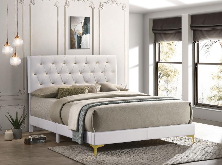 Kendall Upholstered Panel Bed, White – view 1