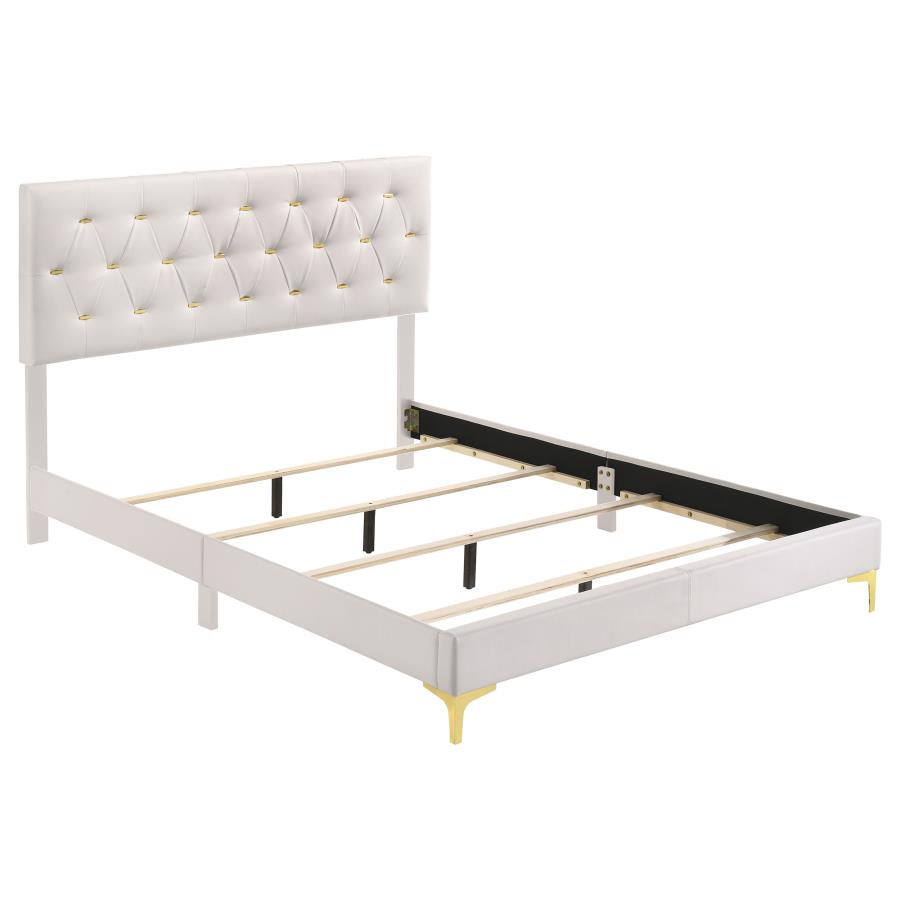 Kendall Upholstered Panel Bed, White – view 2