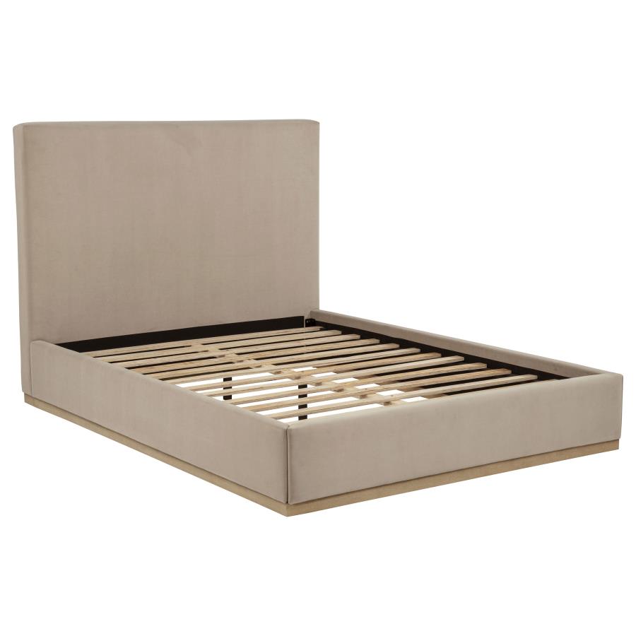 Knox Upholstered Platform Bed, Khaki – view 2