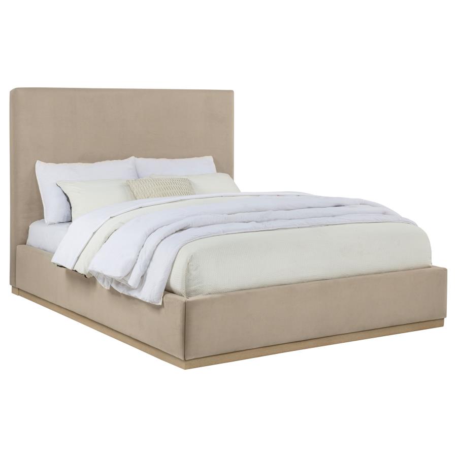 Knox Upholstered Platform Bed, Khaki – view 3