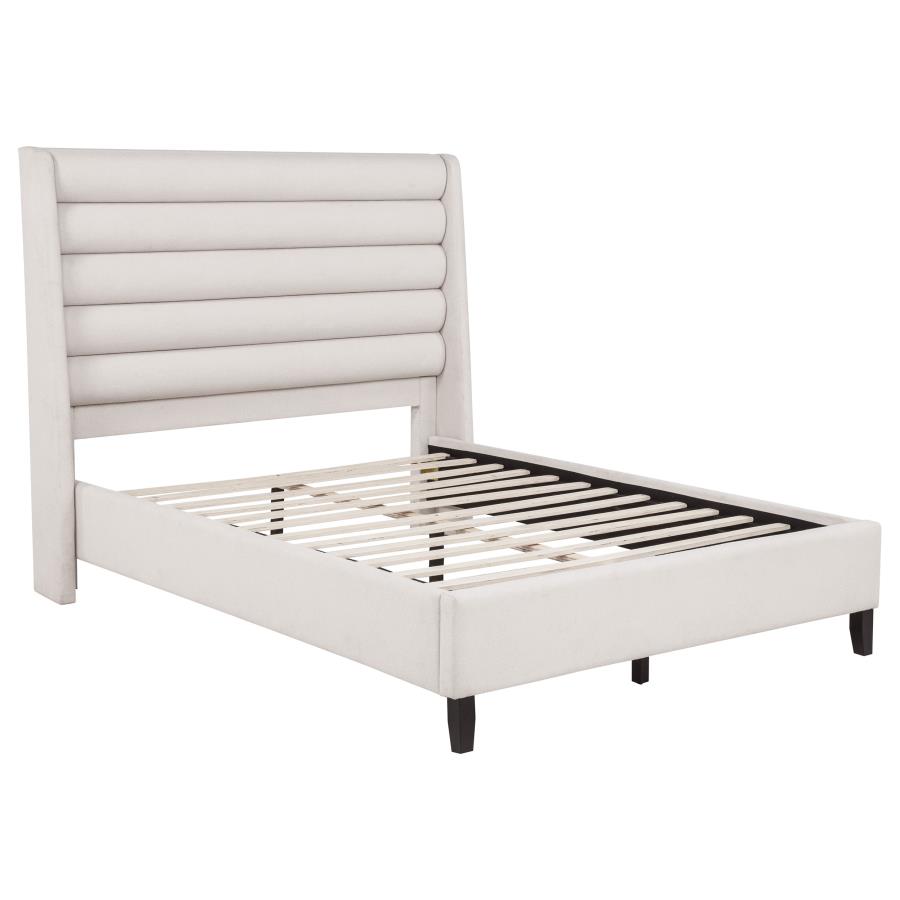 Leslie Tufted Wingback Platform Bed, Beige – view 2