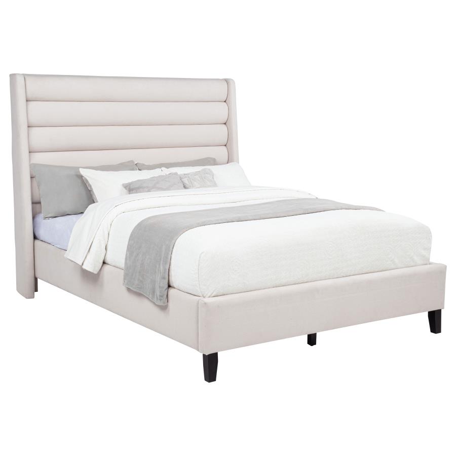 Leslie Tufted Wingback Platform Bed, Beige – view 3