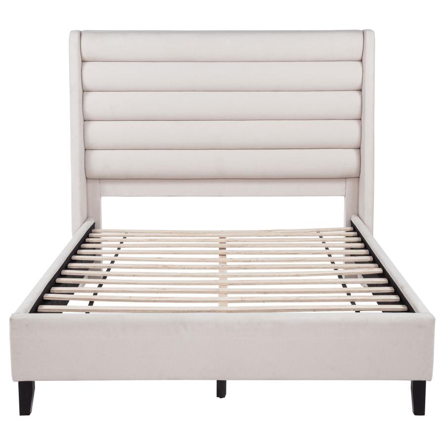 Leslie Tufted Wingback Platform Bed, Beige – view 4