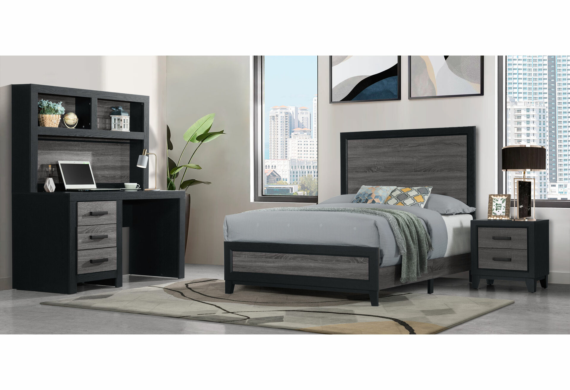 Lisbon Bed, Grey/Black – view 3
