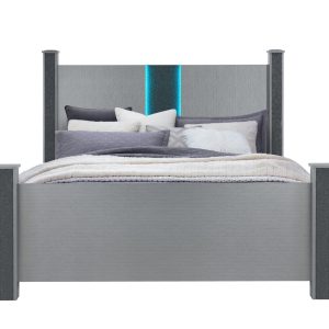 Logan Bed with LED and Bluetooth Speakers, Silver – view 1