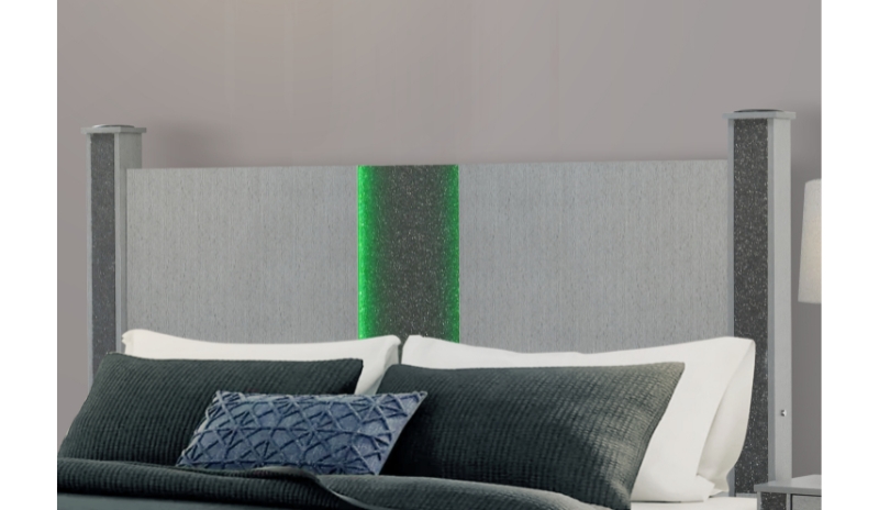 Logan Bed with LED and Bluetooth Speakers, Silver – view 2