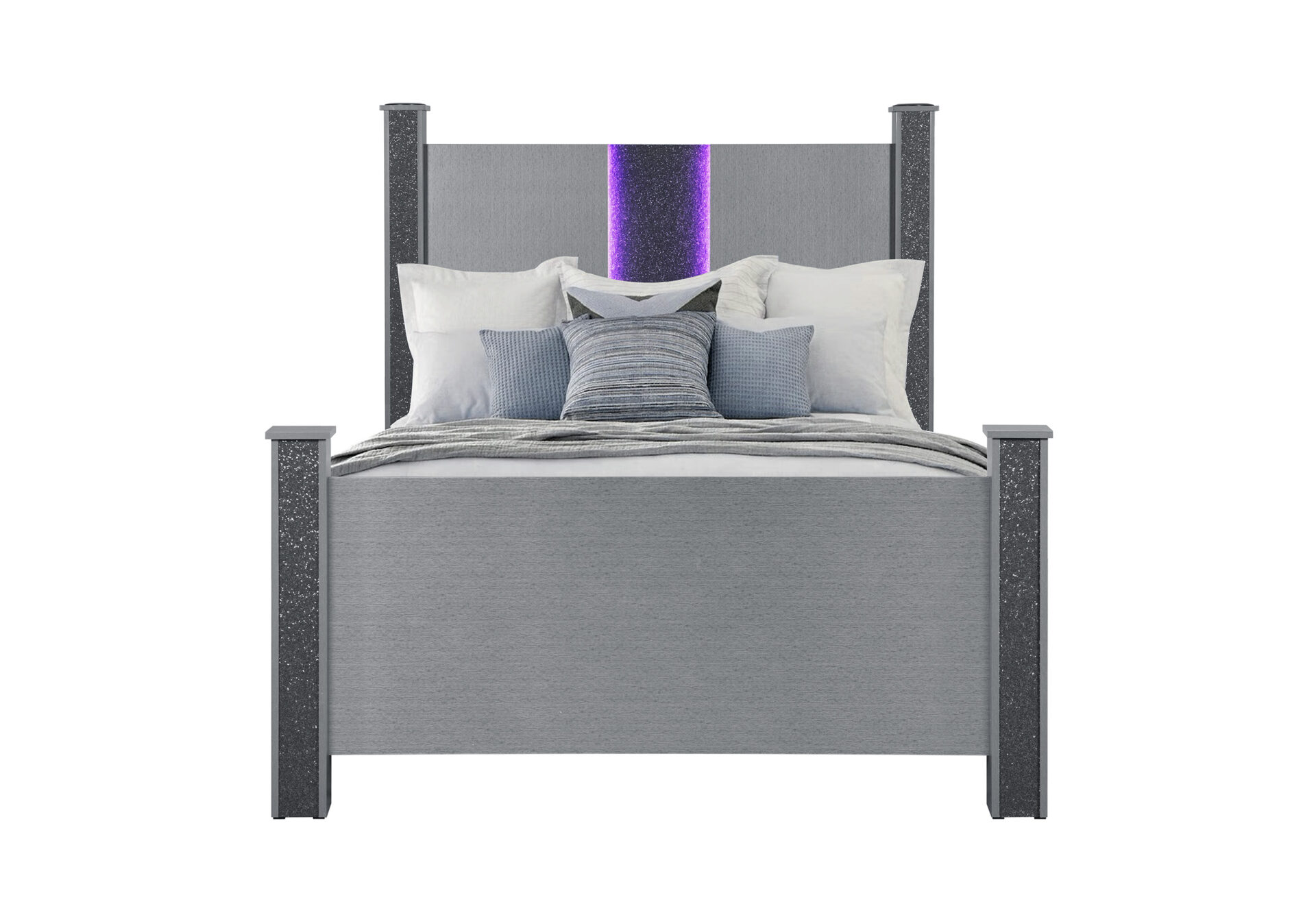 Logan Bed with LED and Bluetooth Speakers, Silver – view 4