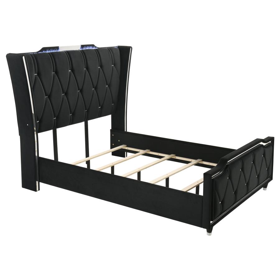 Lorient Wingback Bed with LED, Black – view 2