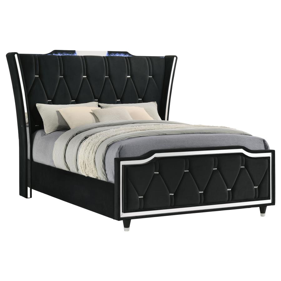 Lorient Wingback Bed with LED, Black – view 3