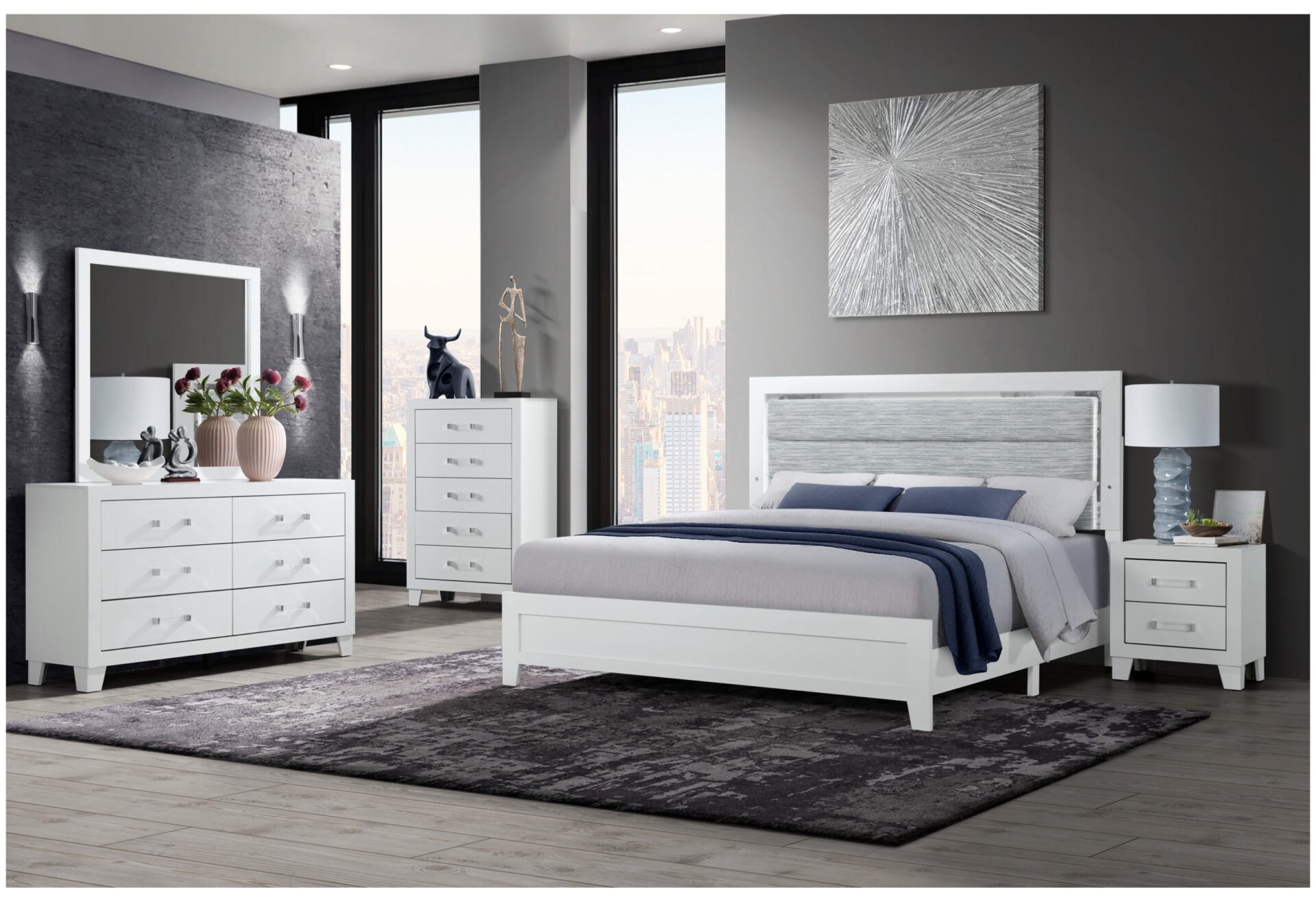 Luccia Bed with LED, White – view 3