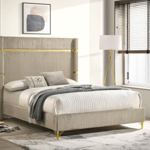 Lucia Wingback Bed, Beige – view 1