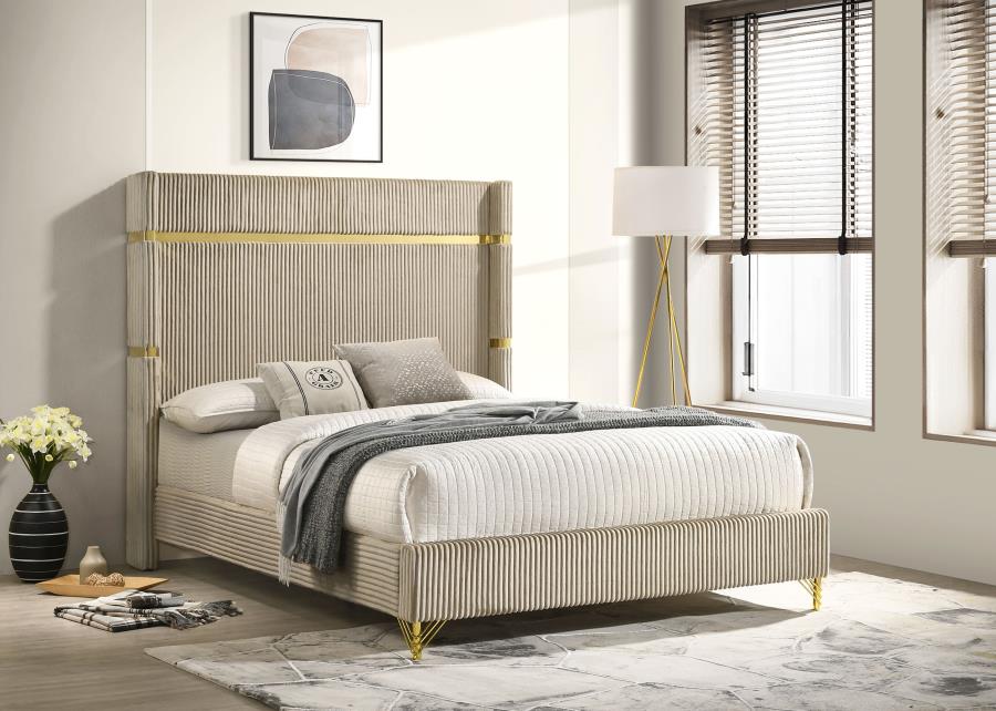 Lucia Wingback Bed, Beige – view 1