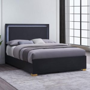 Marceline Panel Bed with LED, Black – view 1