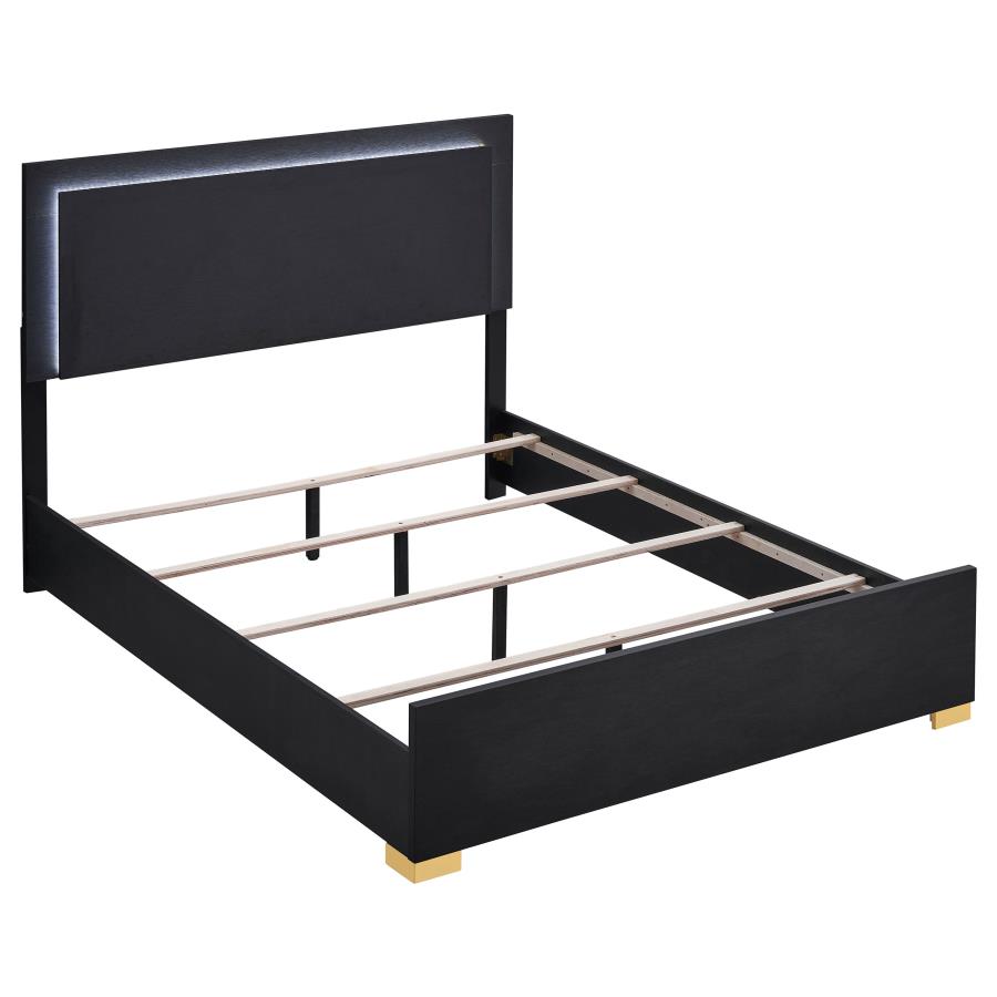 Marceline Panel Bed with LED, Black – view 2