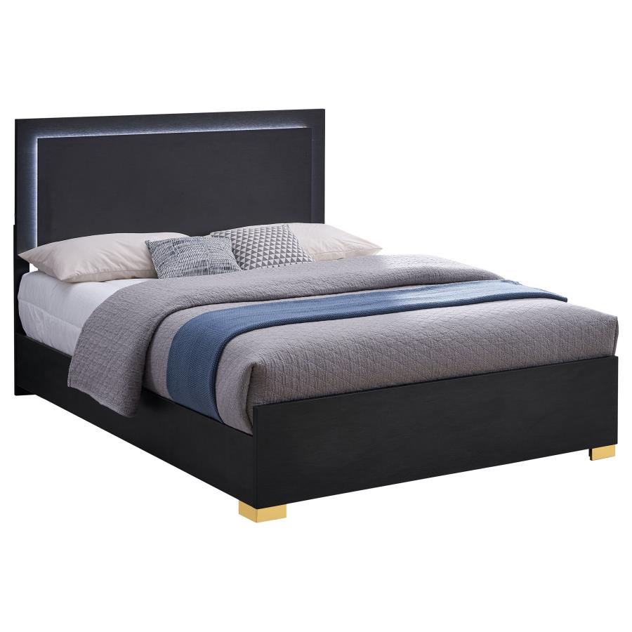Marceline Panel Bed with LED, Black – view 3