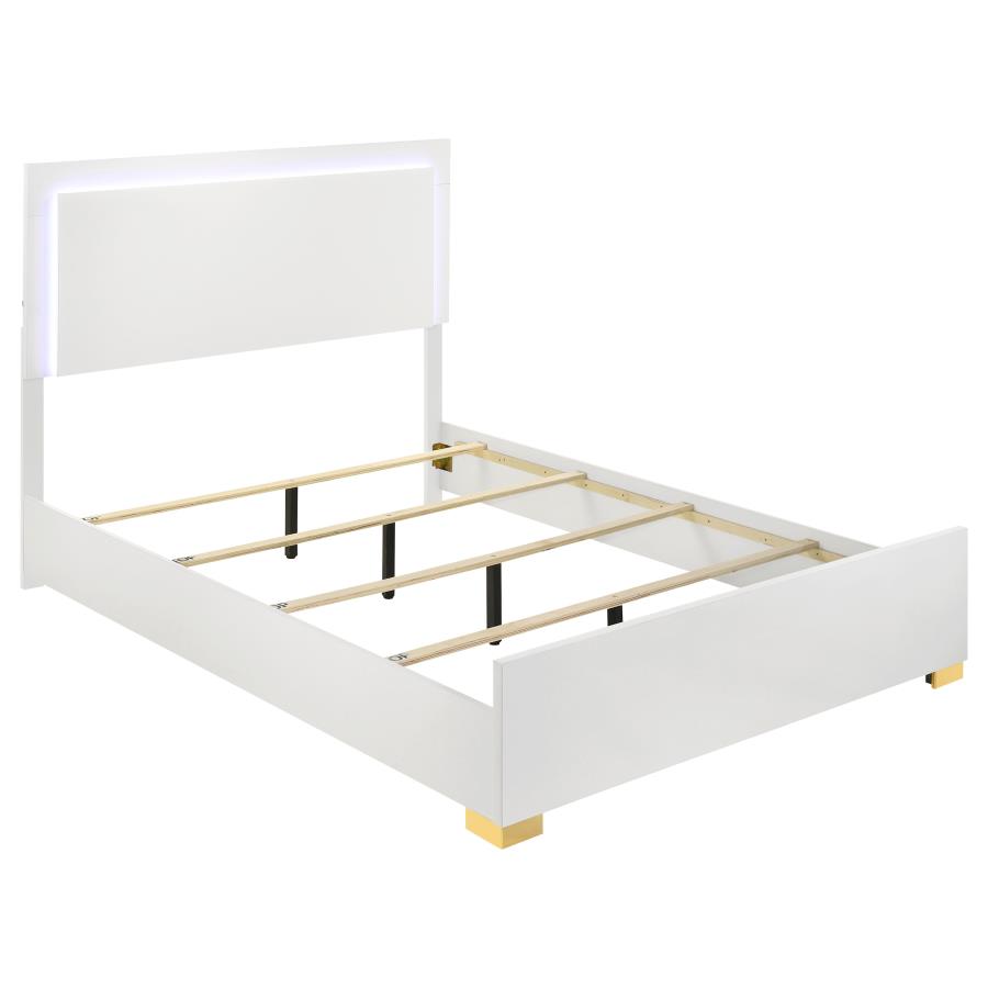 Marceline Panel Bed with LED, White – view 2