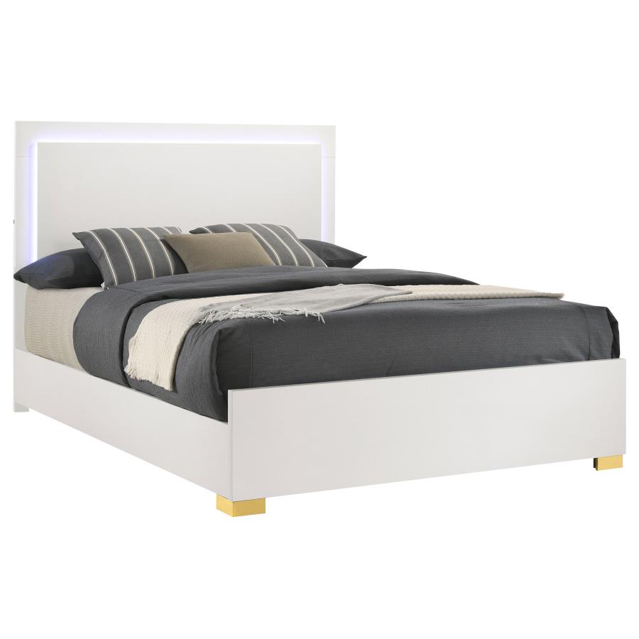 Marceline Panel Bed with LED, White – view 3