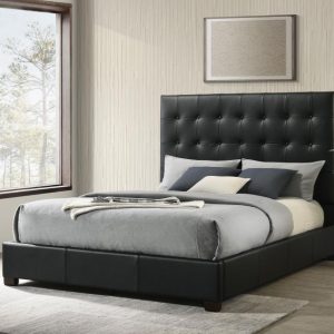 Medley Leather Platform Bed, Black – view 1