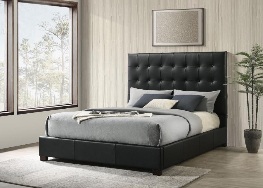 Medley Leather Platform Bed, Black – view 1