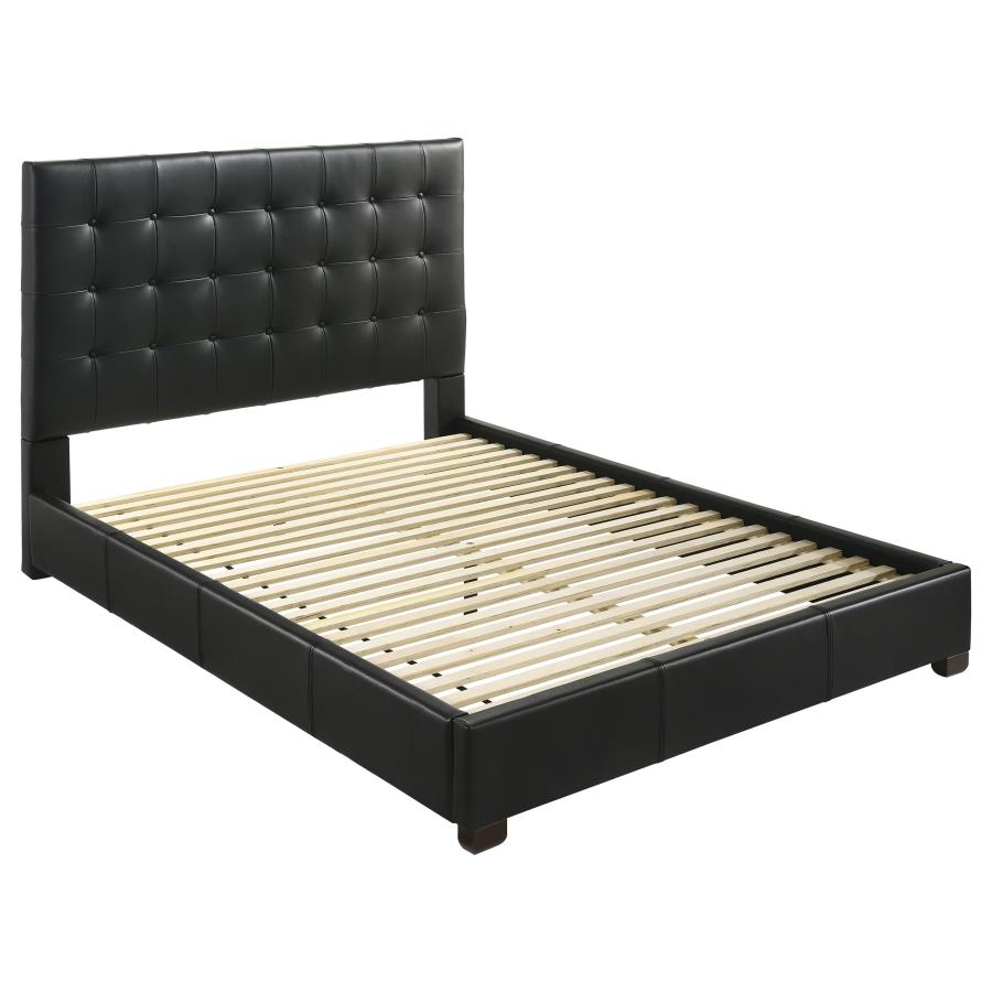 Medley Leather Platform Bed, Black – view 2