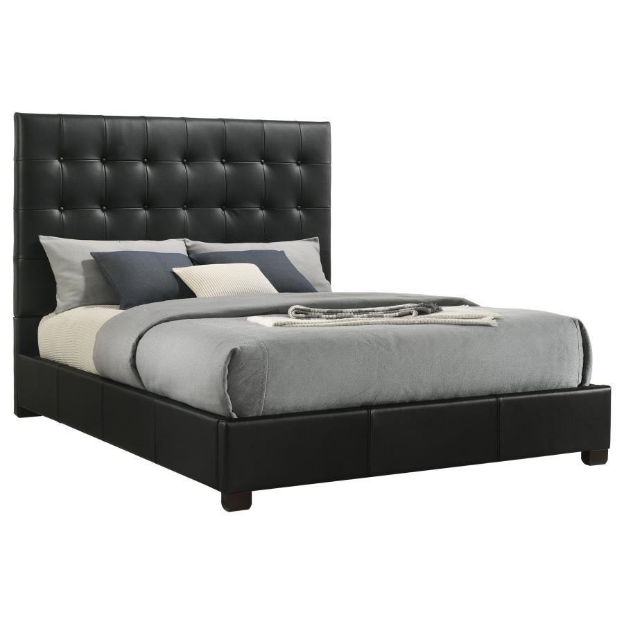 Medley Leather Platform Bed, Black – view 3