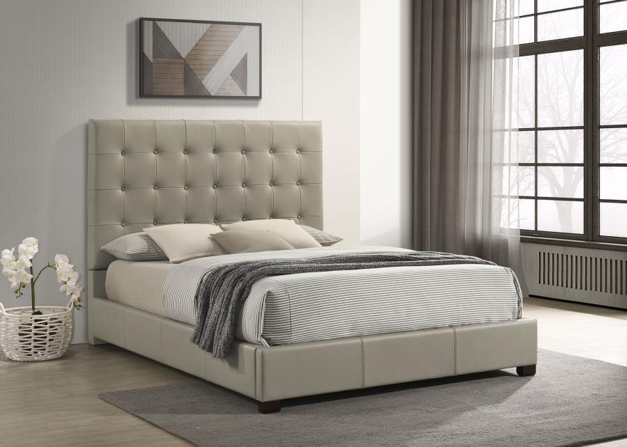Medley Leather Platform Bed, Tan – view 1