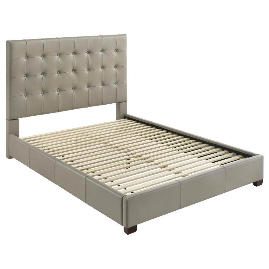 Medley Leather Platform Bed, Tan – view 2