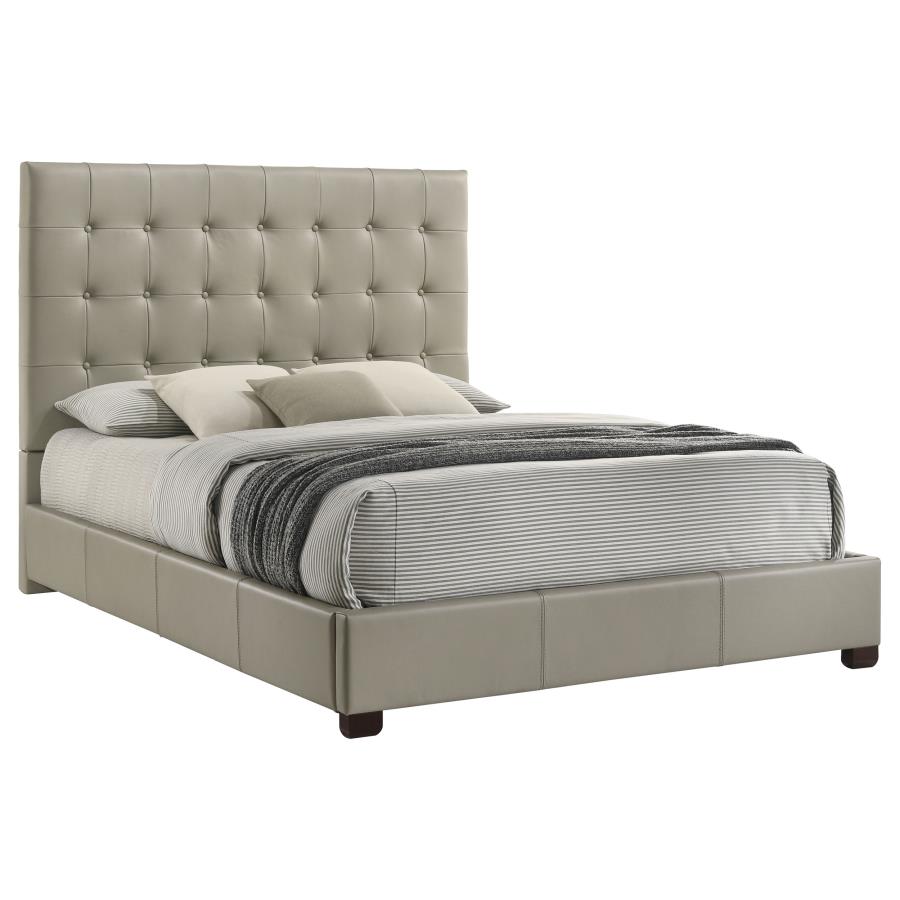 Medley Leather Platform Bed, Tan – view 3