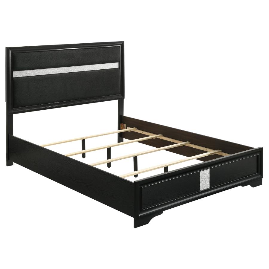 Miranda Upholstered Panel Bed, Black – view 2