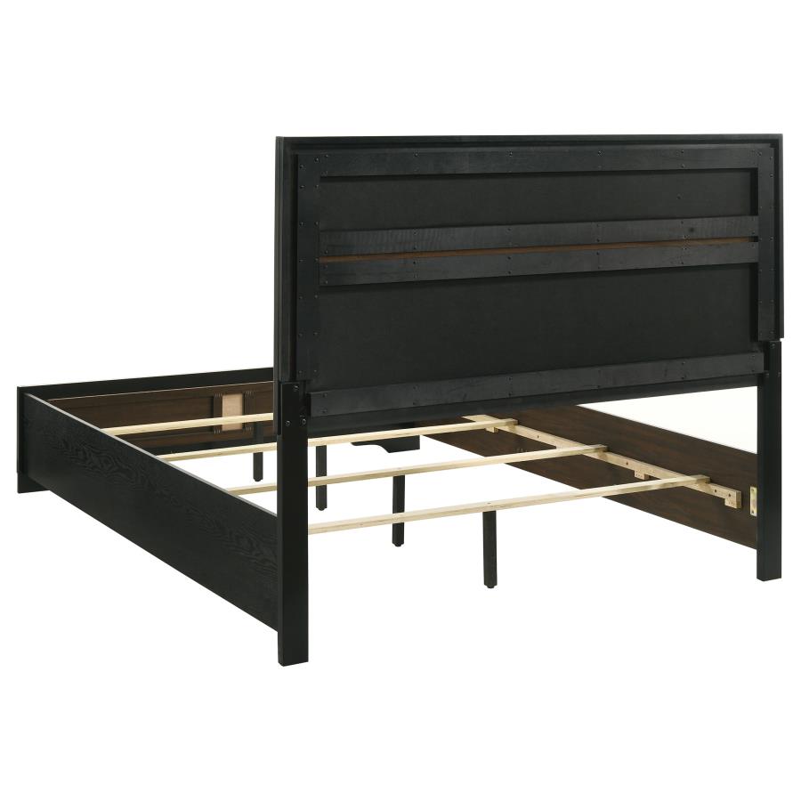 Miranda Upholstered Panel Bed, Black – view 4