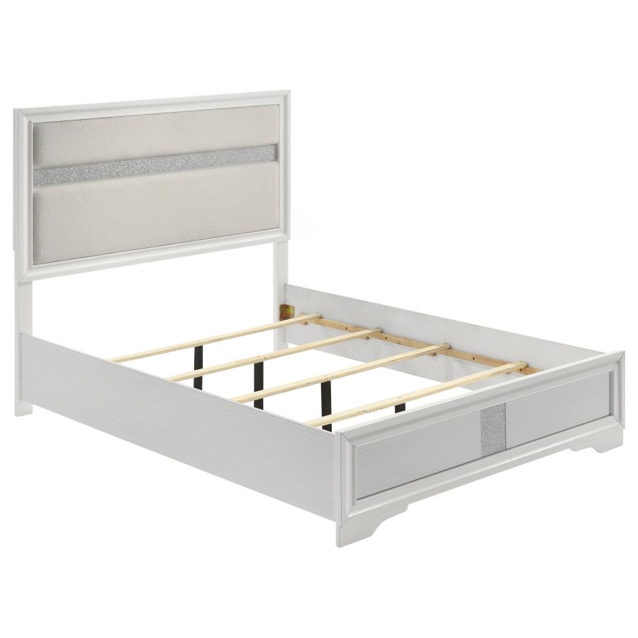 Miranda Upholstered Panel Bed, White – view 2