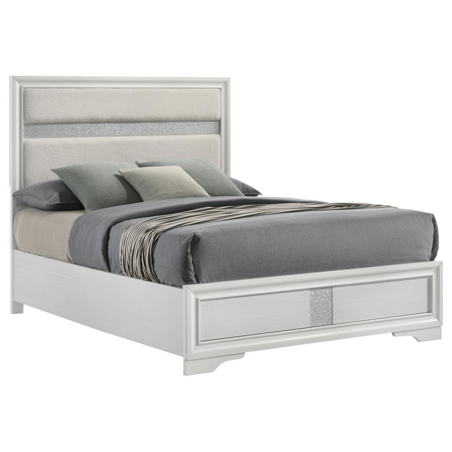 Miranda Upholstered Panel Bed, White – view 3