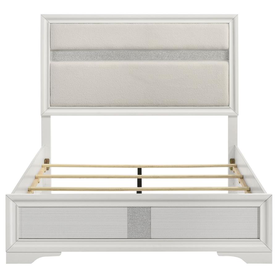 Miranda Upholstered Panel Bed, White – view 4