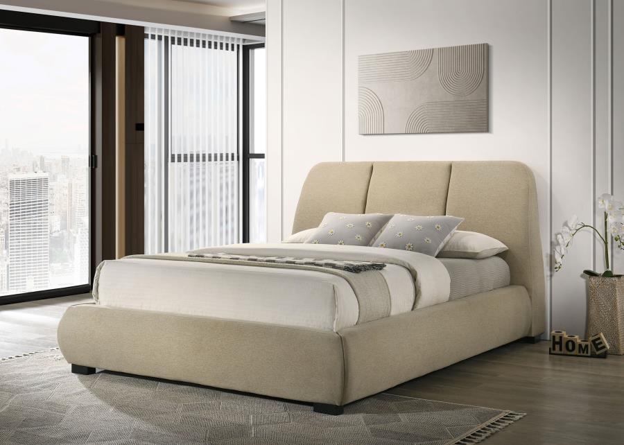 Mokena Upholstered Platform Bed, Light Brown – view 1