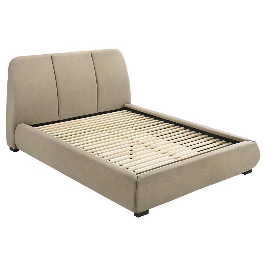 Mokena Upholstered Platform Bed, Light Brown – view 2