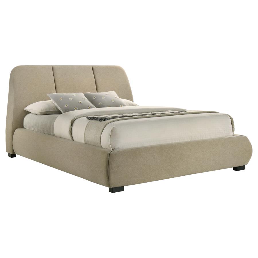 Mokena Upholstered Platform Bed, Light Brown – view 3
