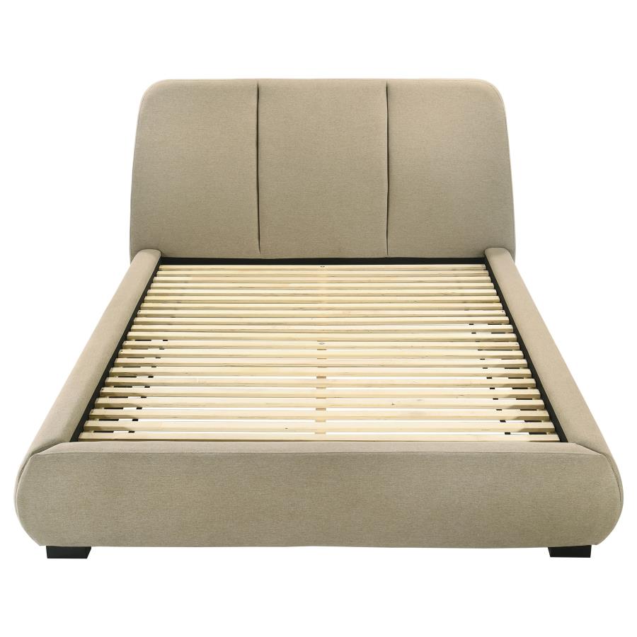Mokena Upholstered Platform Bed, Light Brown – view 4