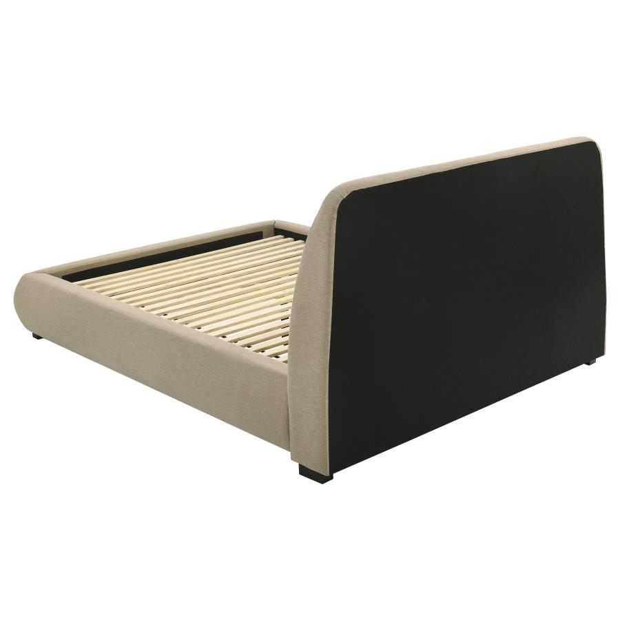 Mokena Upholstered Platform Bed, Light Brown – view 5