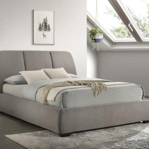 Mokena Upholstered Platform Bed, Taupe – view 1