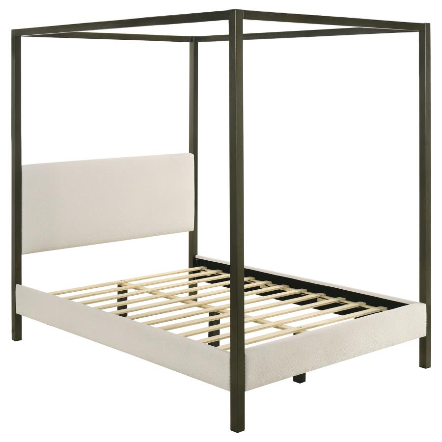 Monroe Upholstered Canopy Bed, Vanilla – view 2