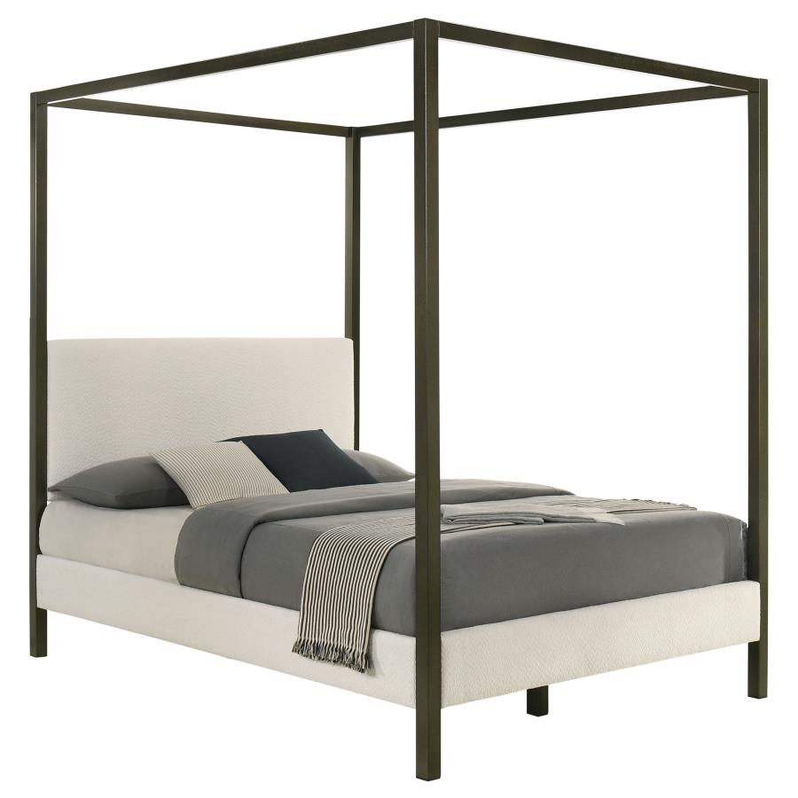 Monroe Upholstered Canopy Bed, Vanilla – view 3