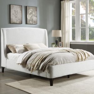 Mosby Upholstered Wingback Bed, Snow – view 1