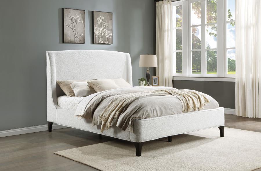 Mosby Upholstered Wingback Bed, Snow – view 1