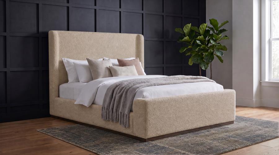 Nala Upholstered Platform Bed, Tan – view 1