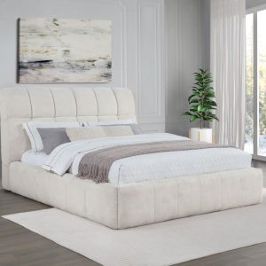 Nollet Upholstered Platform Bed, Beige – view 1