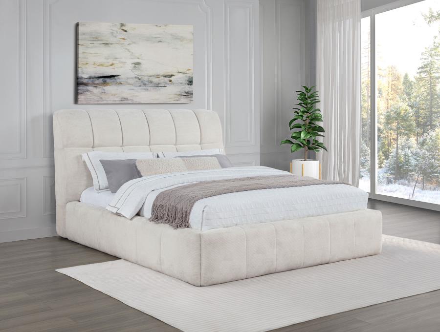 Nollet Upholstered Platform Bed, Beige – view 1
