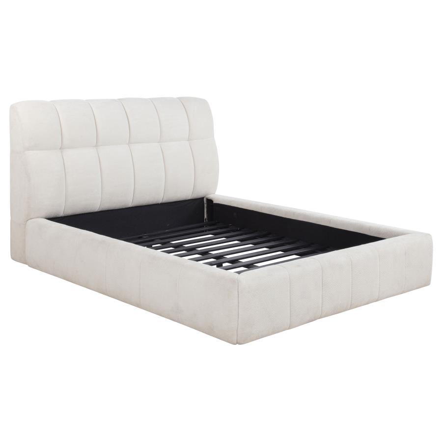 Nollet Upholstered Platform Bed, Beige – view 2