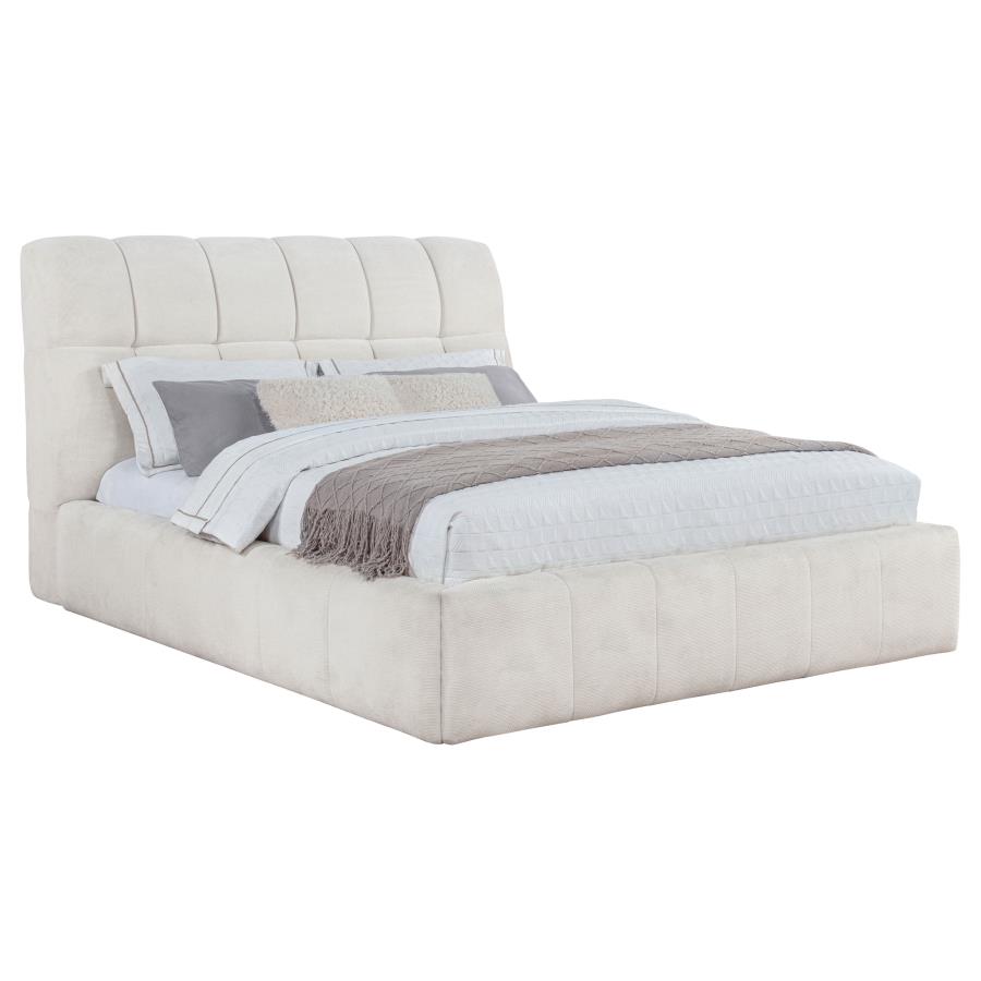 Nollet Upholstered Platform Bed, Beige – view 3