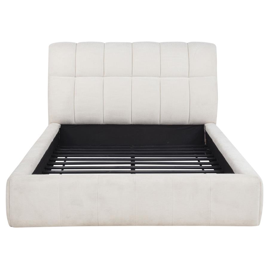 Nollet Upholstered Platform Bed, Beige – view 4