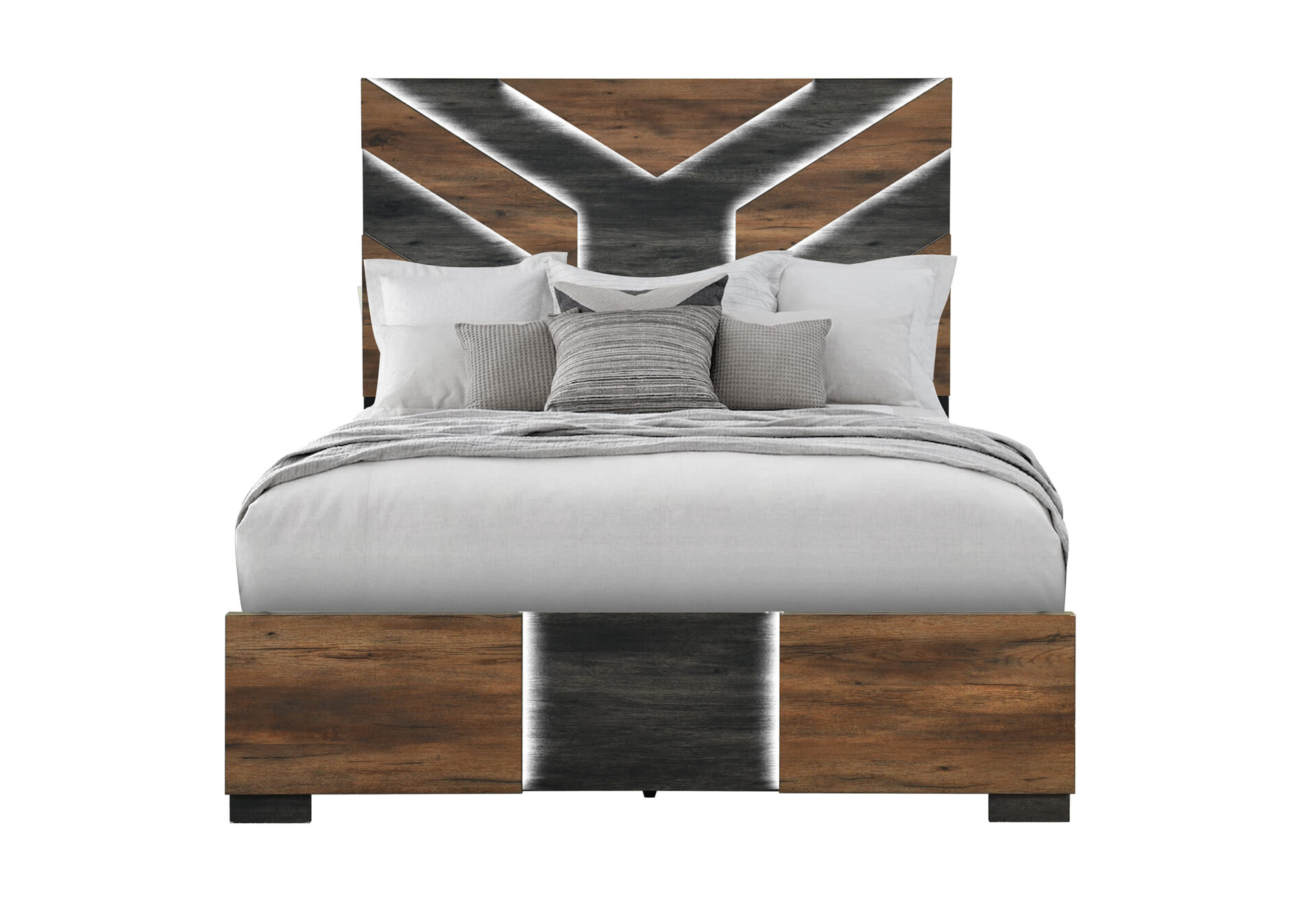 Optimus Bed with LED, Brown/Black – view 2